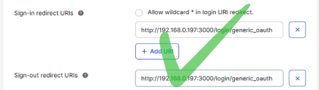 redirect URIs module using ip correct